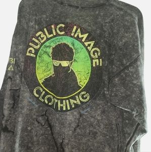 80's Public Image Clothing Vintage Long Sleeve T Shirt Gray made in usa